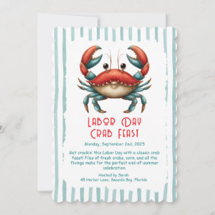 Labor Day Crab Feast Invitation Patriotic Seafood