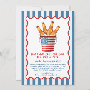 Labor Day Craft Beer Bash – Red, White, brew Invitation