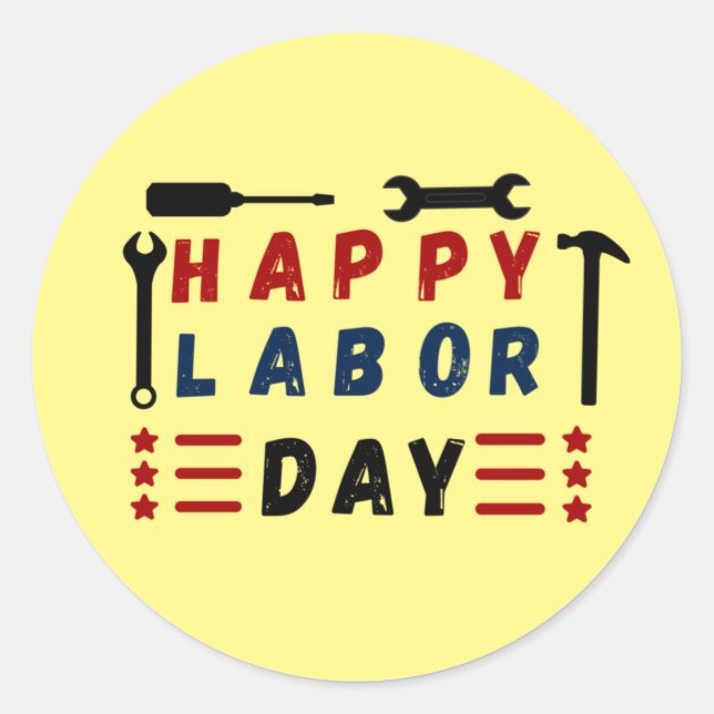 labor day happy classic round sticker (Front)