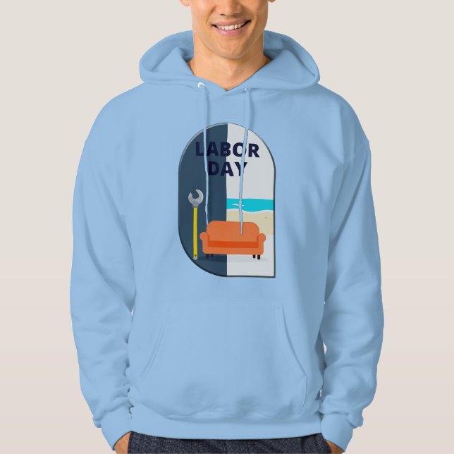 Labor Day Minimal Worker Relax Design Hoodie (Front)