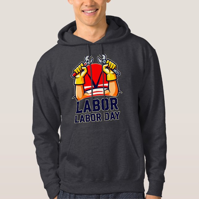 Labor Day Strong Worker Pride Illustration Hoodie (Front)