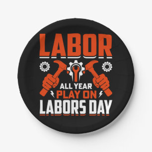 labor day t-shirt design paper plate
