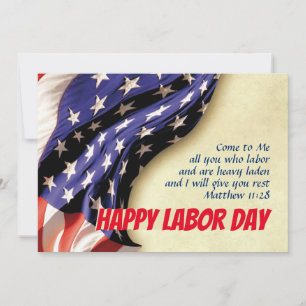 LABOR DAY USA Patriotic Flag Scripture Customised Holiday Card
