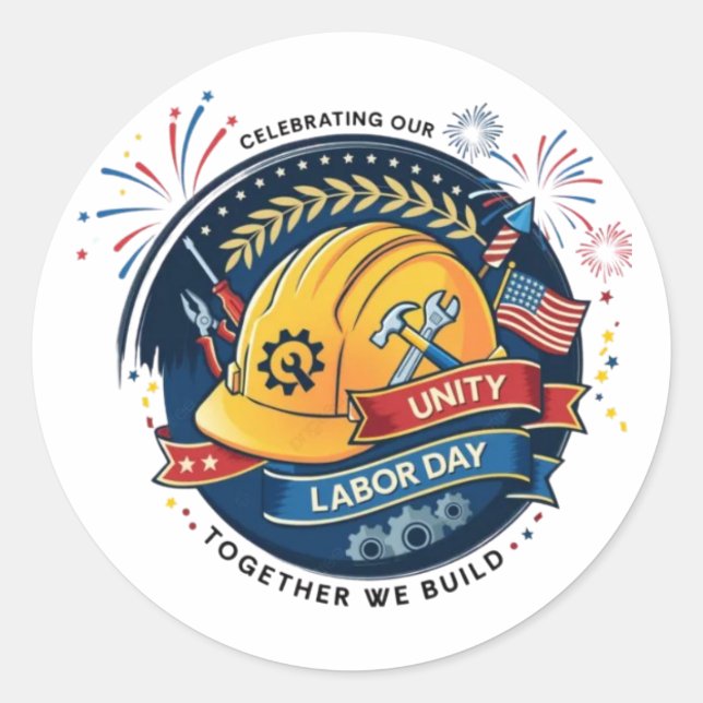 Labor Day Worker Helmet Sticker Construction Tools (Front)