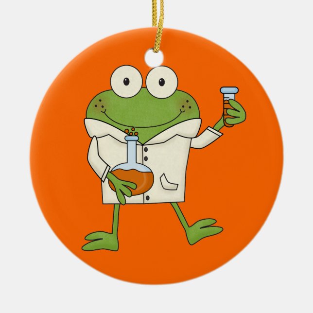 Laboratory Frog Ceramic Tree Decoration (Front)
