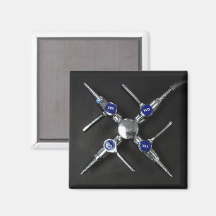 Laboratory Gas Valves on Dark Grey Lab Bench Magnet