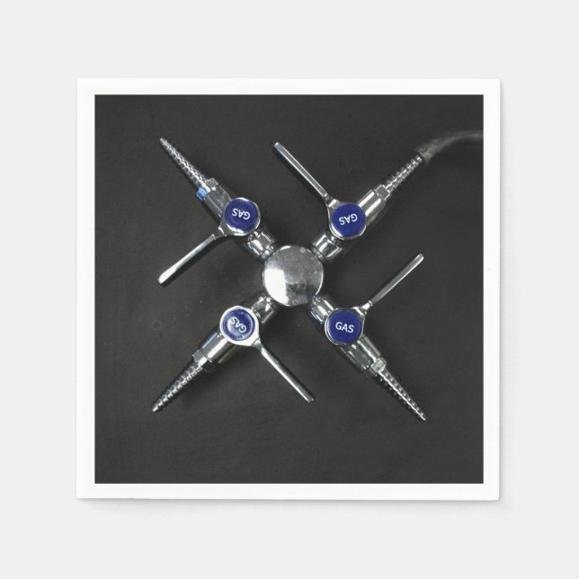 Laboratory Gas Valves on Lab Bench Napkin (Front)