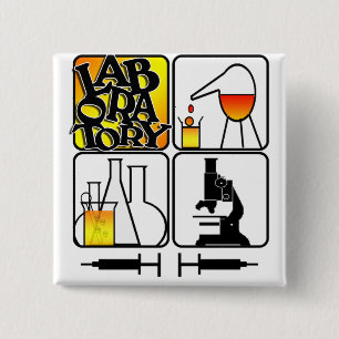 LABORATORY LOGO 4 SQUARE - LAB ICONS 15 CM SQUARE BADGE