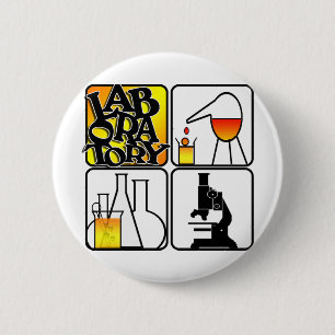 LABORATORY LOGO 4 SQUARE - LAB ICONS 6 CM ROUND BADGE