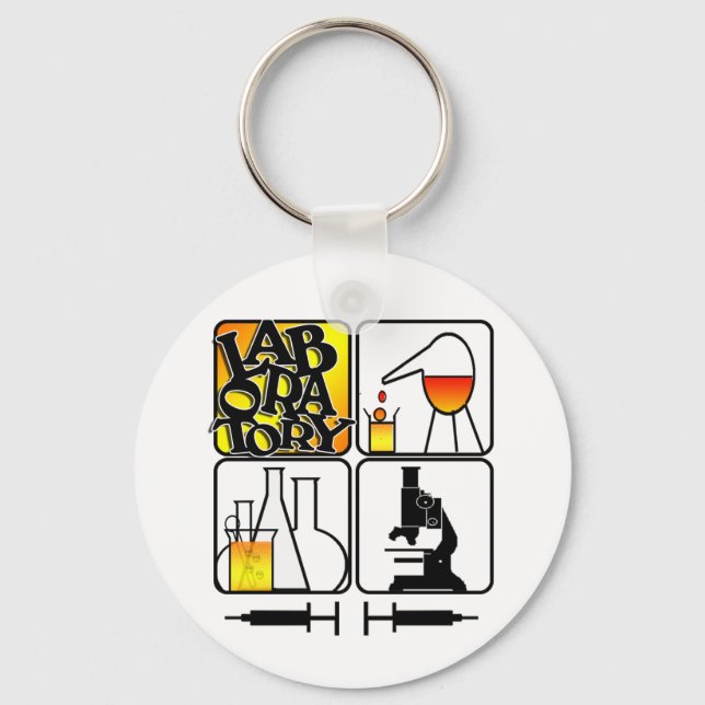 LABORATORY LOGO 4 SQUARE - LAB ICONS KEY RING (Front)