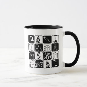 LABORATORY SCIENTIST SYMBOLS AND TOOLS MUG