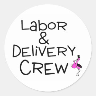 Labour and Delivery Crew Stork Classic Round Sticker