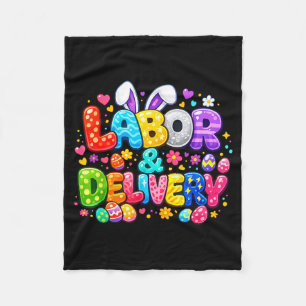 Labour and delivery easter cute bunny egg nurse fleece blanket