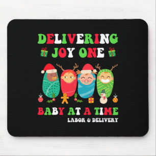 Labour And Delivery Nurse Christmas Delivering Joy Mouse Pad