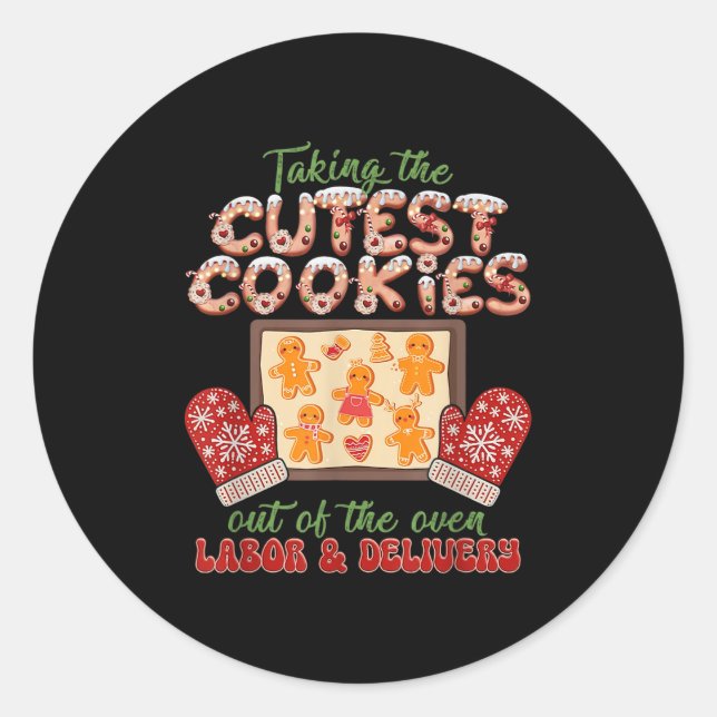 Labour And Delivery Nurse Christmas Taking The Cut Classic Round Sticker (Front)