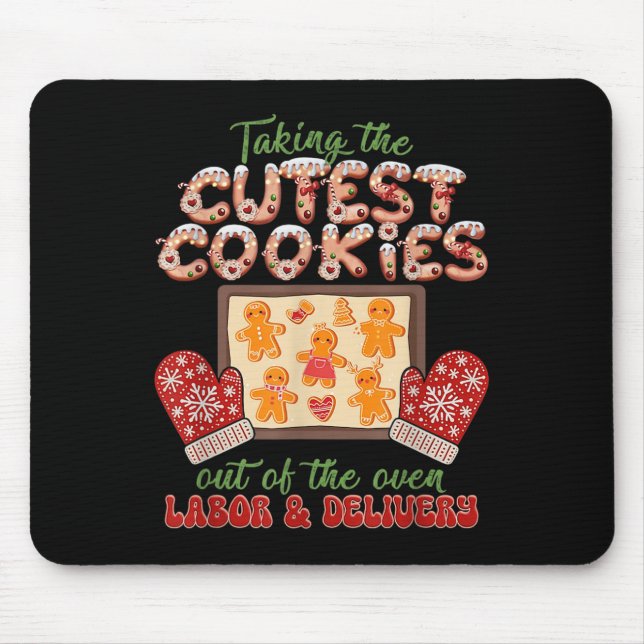 Labour And Delivery Nurse Christmas Taking The Cut Mouse Pad (Front)