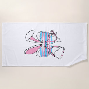 Labour And Delivery Nurse Easter Bunny Ears Baby B Beach Towel