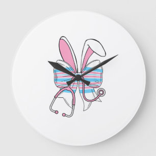 Labour And Delivery Nurse Easter Bunny Ears Baby B Large Clock