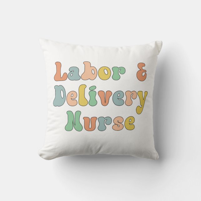Labour and Delivery Nurse Groovy Retro Cushion (Front)