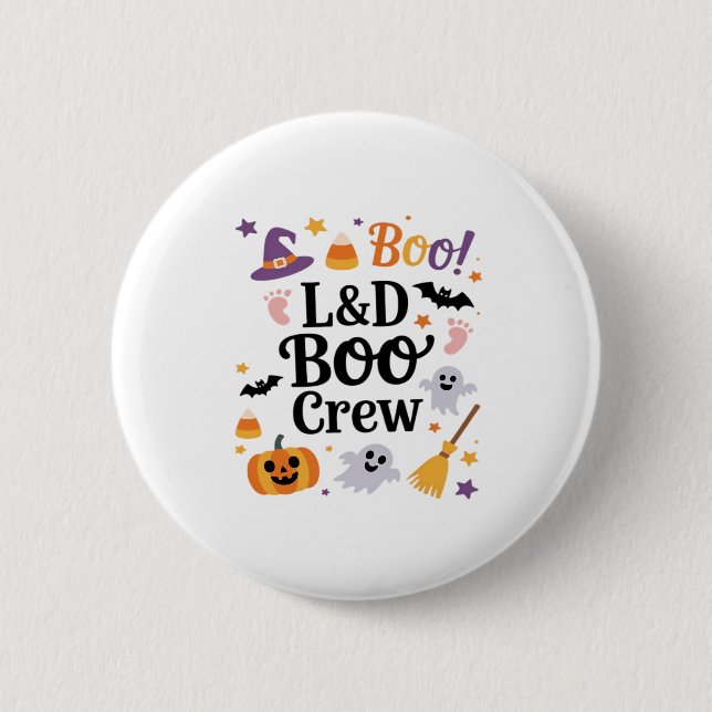 Labour and Delivery Nurse Halloween Pumpkin Ghost  6 Cm Round Badge (Front)