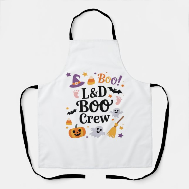 Labour and Delivery Nurse Halloween Pumpkin Ghost  Apron (Front)