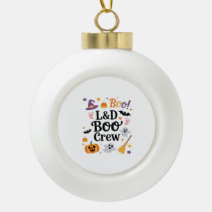 Labour and Delivery Nurse Halloween Pumpkin Ghost Ceramic Ball Christmas Ornament