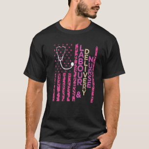 Labour and Delivery Nurse Leopard Print Pink USA P T-Shirt