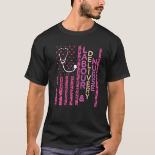 Labour and Delivery Nurse Leopard Print Pink USA P T-Shirt