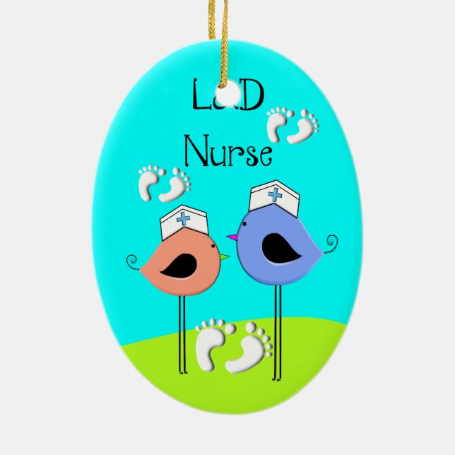 Labour and Delivery Nurse Nurse Birds Ceramic Ornament (Back)
