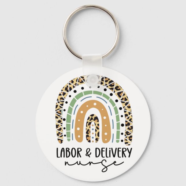 Labour and delivery nurse Rainbow L and D nurse Key Ring (Front)