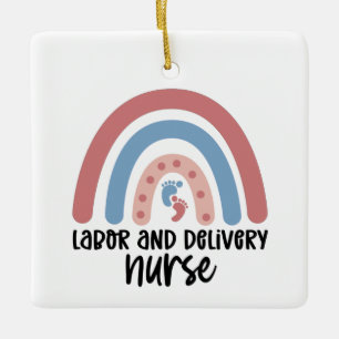 Labour and delivery nurse Rainbow Nurse gifts Ceramic Ornament