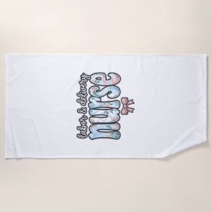 Labour and Delivery Nurse Vintage Floral Shirt Des Beach Towel