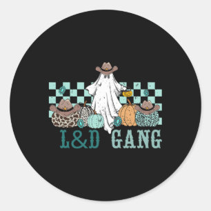 Labour And Delivery Pumpkin Ghost Landd Gang Weste Classic Round Sticker