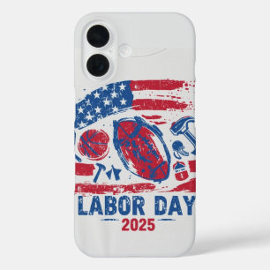Labour Day 2025 Sports iPhone 16 Case – Work Hard 