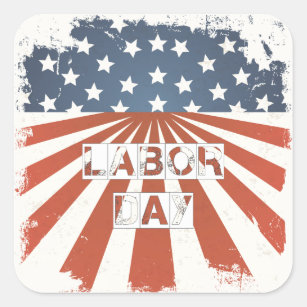 Labour Day American Flag Square Sticker