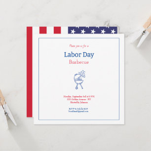 Labour Day Babecue Party Minimalist Invitation