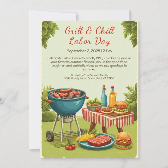 Labour Day BBQ Beer Invitation – Patriotic Cookout (Front)