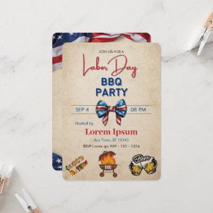 Labour Day BBQ Invitation editable template