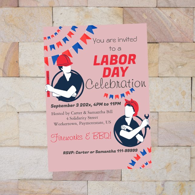 Labour Day BBQ Party Worker Patriotic Summer Invitation (Creator Uploaded)