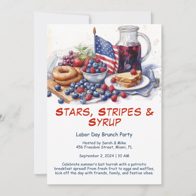 Labour Day Breakfast Invitation – Patriotic Brunch (Front)