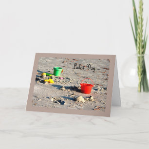 Labour Day Card Beach with Colourful Pails