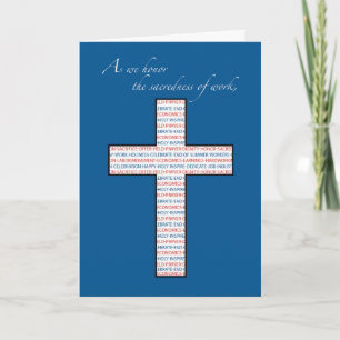 Labour Day, Christian Cross, Red, White, Blue Card