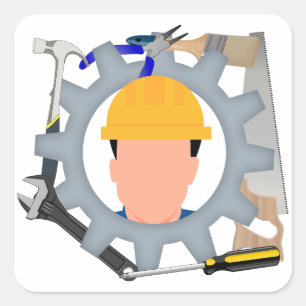 Labour Day Construction Worker Square Sticker