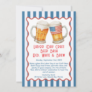 Labour Day Craft Beer Bash – Red, White, brew Invitation