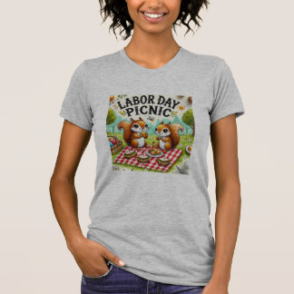 Labour Day Cute Squirrels Picnic T-Shirt