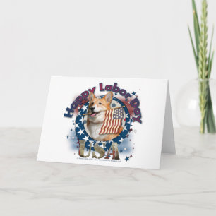 Labour Day - Flag Waving - Corgi - Owen Card