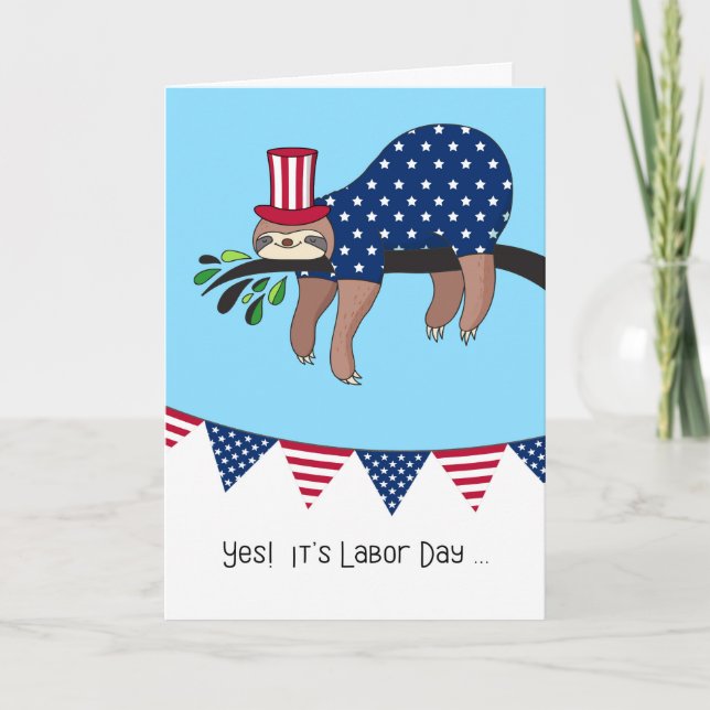 Labour Day - Funny Sloth Relaxing Card (Front)