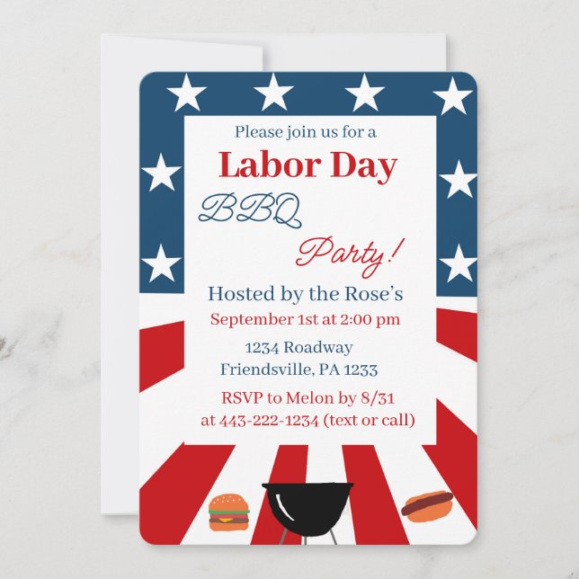 labour day invitation (Front)