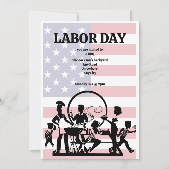 Labour Day invitation to BBQ (editable) (Front)