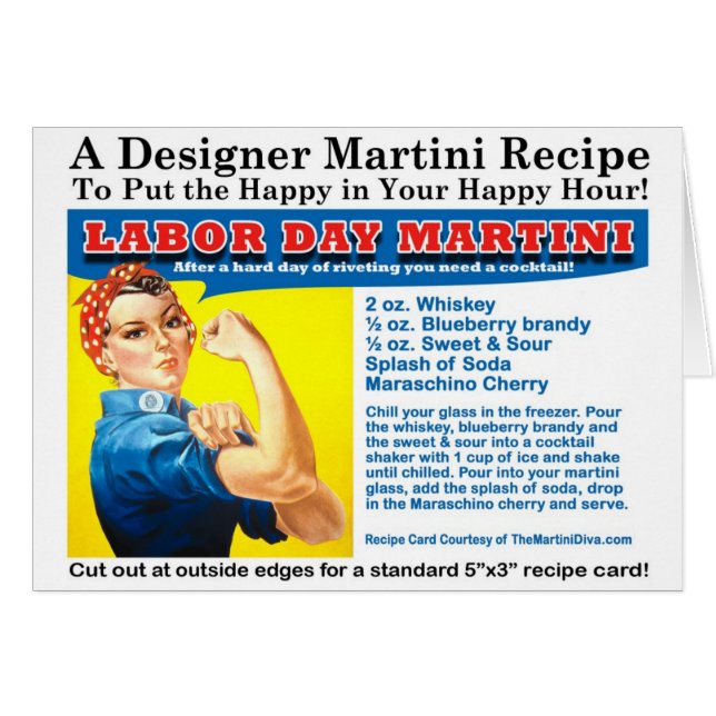 Labour Day Martini Cocktail Recipe Card (Front Horizontal)